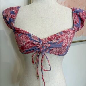 Floral Ruched Swimsuit Top